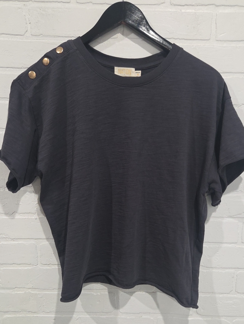 Nation LTD Grey Slub Button Tee